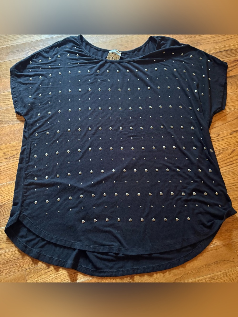 Vocal Loose Studded Scoop Neck Top